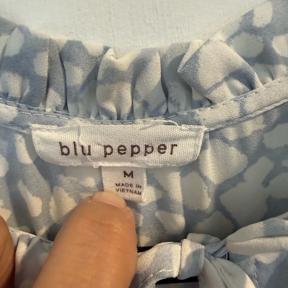 Blu Pepper Light Blue and White Ruffle Top-#1230 - Picture 2 of 6